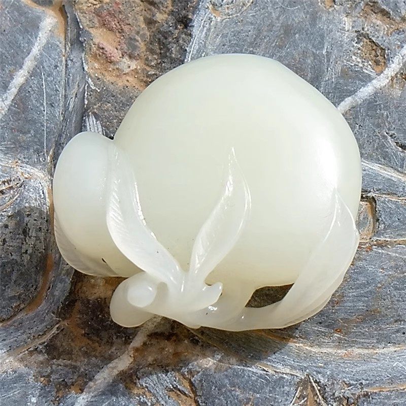 明=霞0349天然新疆和田玉白羊脂玉籽料寿桃吊坠挂件北大证书复检