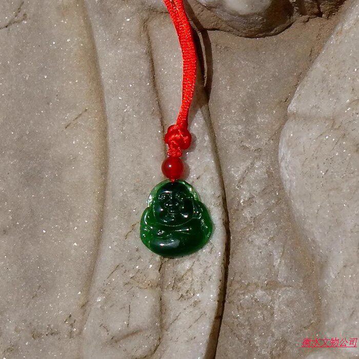 离=思0186天然A货缅甸老坑深绿翡翠护身佛吊坠挂件手工雕刻带证书