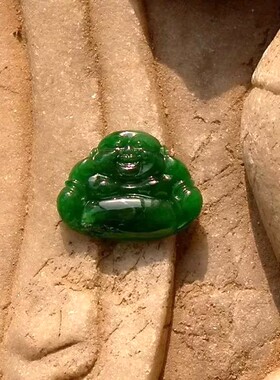天然缅甸A货老坑翡翠佛戒面嵌件