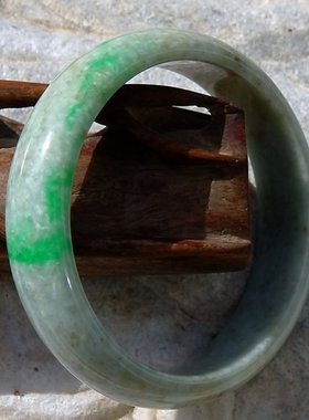 磊=块0419天然A货缅甸老坑正阳绿翡翠手镯子一抹绿鉴定证书复检57