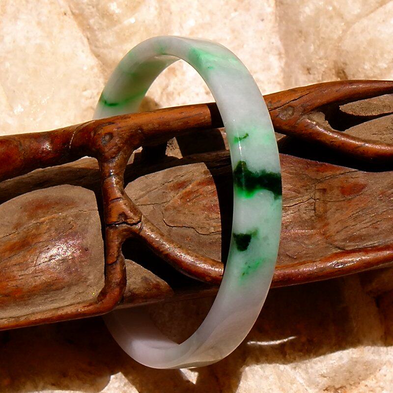 翠=黛4362天然A货缅甸老坑正阳绿翡翠方手镯子冰糯种带证书51