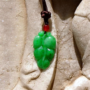 风=袖 7166天然缅甸A货老坑正阳绿翡翠树叶吊坠挂件手工雕刻