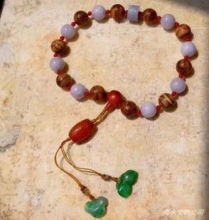 紫=溪6860翡翠紫罗兰珠如意福瓜沉香老南红勒子碧玺珠手持佛提珠