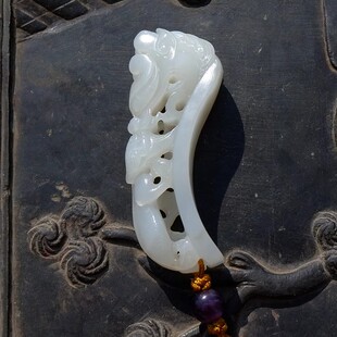 轻=云6330天然新疆和田玉羊脂玉籽料苍龙教子吊坠挂件手工雕刻证