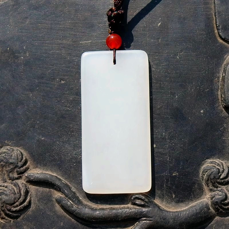 香=雪7790天然新疆和田玉一级白羊脂玉籽料平安无事牌子吊坠挂件