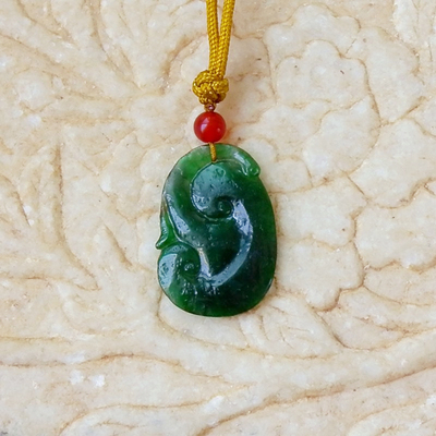 春=心5054清代天然A货缅甸老坑正阳绿翡翠如意吊坠挂件满绿带证书