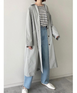 后背压褶简约休闲 限时 宽松休闲大口袋 CK2N日单 风衣外套 包邮