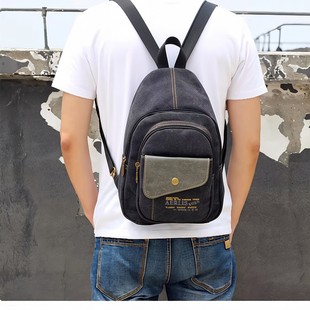 男士新款帆布胸包男款多功能双肩单肩斜挎包女款两用休闲小背包男