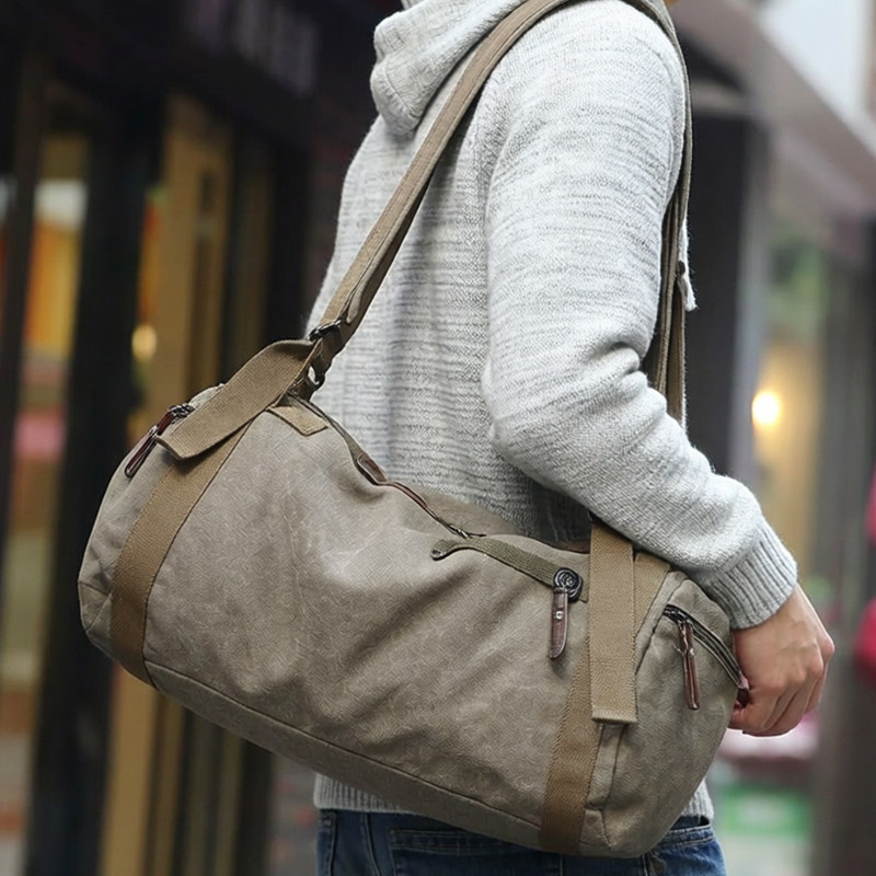 男士双肩包男款户外运动背包健身包帆布手提旅行包多功能单肩包男
