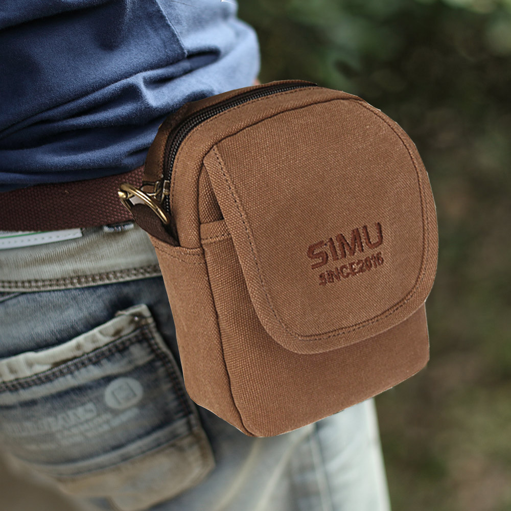 男士腰包男款穿皮带包帆布手机包迷你小包多功能手机单肩斜挎包男