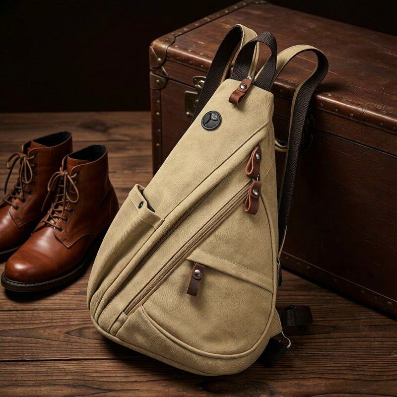多功能胸包新款帆布休闲男士单肩斜挎包男双肩包两用运动男款背包
