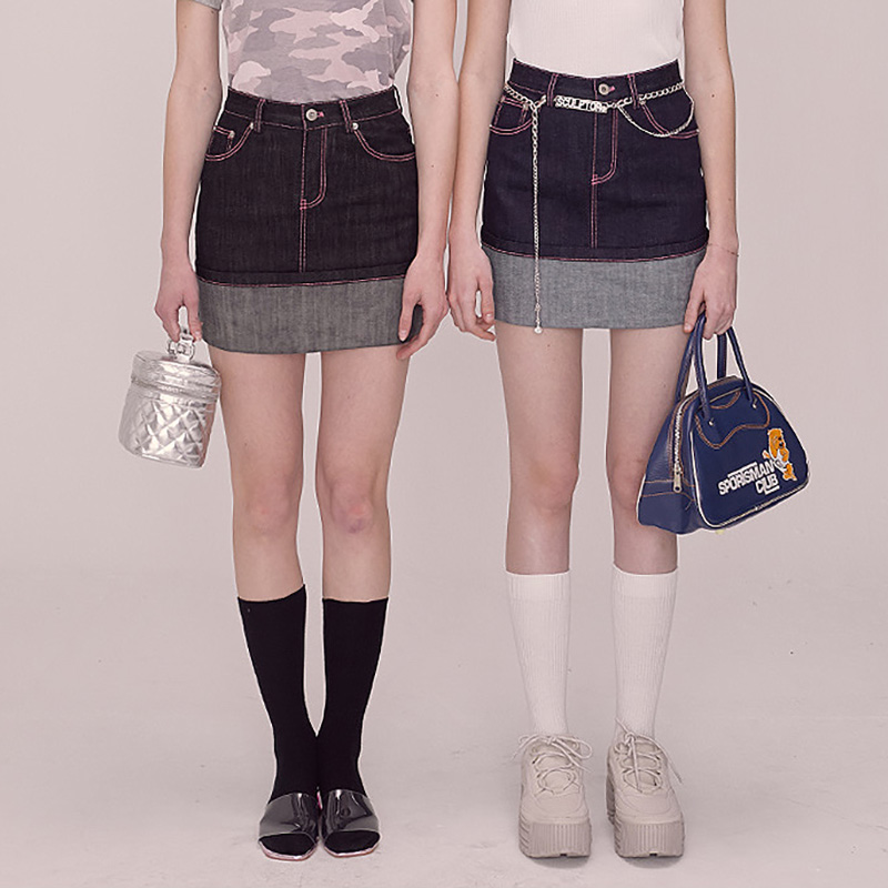 [REコンテナ] SCULPTOR 夏季韩版卷边款显身材A字显瘦半身裙短裙|msdalam kategori Butik wanita / wanita, skirt - dari Buy2taobao.com untuk memberikan perkhidmatan ejen Taobao profesional membeli