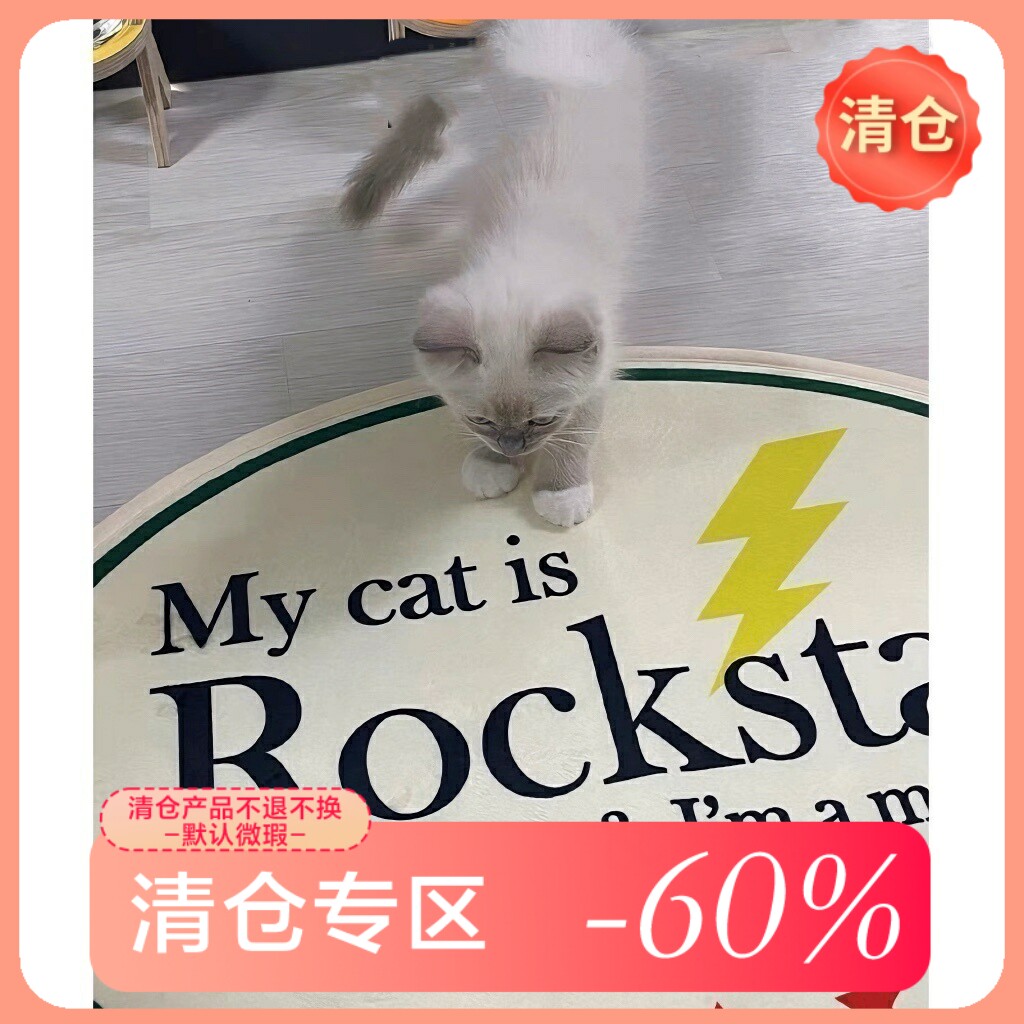 韩系小众设计摇滚猫猫床边毯地垫