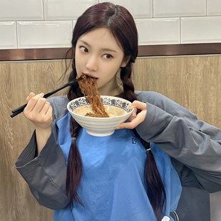 REコンテナ 风拼接撞色字母图案插肩长袖 宁宁同款 美式 韩版