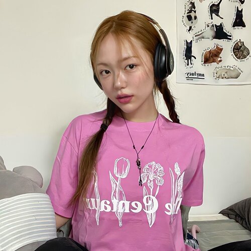 韩国小众郁金香花朵短袖T恤女