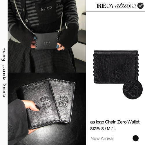 REOY Stu”ason韩版as字母甜酷复古风黑色链条可拆卸卡包零钱包