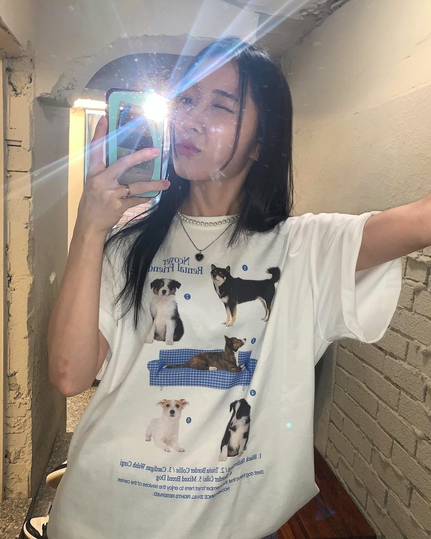 可爱动物乖巧小狗狗印花短袖