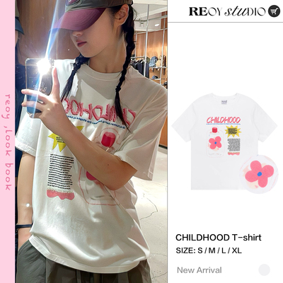 REOY STUDIO定制aeae韩版趣味夏日彩色印花减龄休闲宽松短袖T恤女