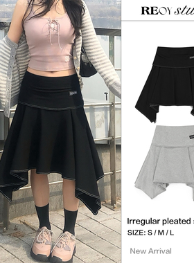 REOY Stu”韩系ason博主同款复古轻亚风下摆不规则设计叠穿半身裙