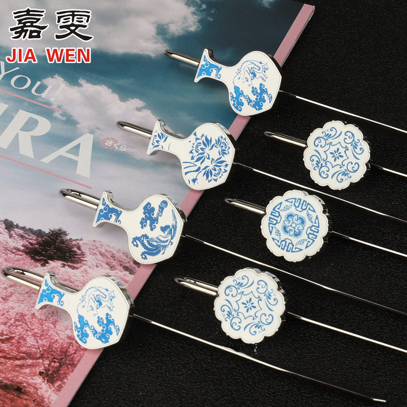 古典中国风青花瓷金属珐琅书签创意特色展会活动礼品企业定制LOGO