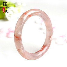 钰中天樱花玛瑙冰透圆形手镯印度飘花樱花圆镯冰种玉髓高冰玉镯子