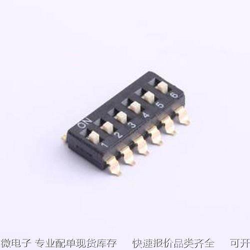 DSIC06LS-P 拨码开关 间距2.54mm 平拨,凸起式 6位拨码开关 SMD原