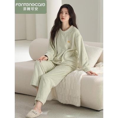 芬腾可安珊瑚绒保暖女睡衣套装