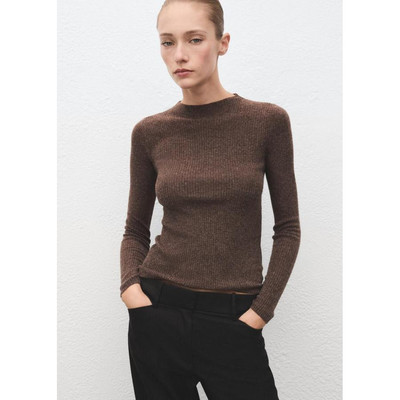 西班牙欧洲正品代购 MANGO 女士 铂金斯领罗纹针织毛衣  17007806