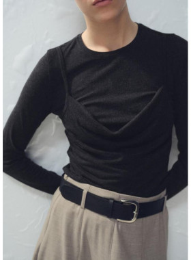 西班牙欧洲正品代购 MANGO 女士 垂坠拼接T恤  27001356
