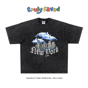 个性 ART ins美式 自由女神像创意风格 穿搭T恤hiphop高街风 Fashion