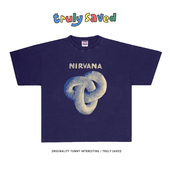 欧美潮牌NIRVANA涅槃乐队短袖 T恤男高街嘻哈oversize重磅复古体恤