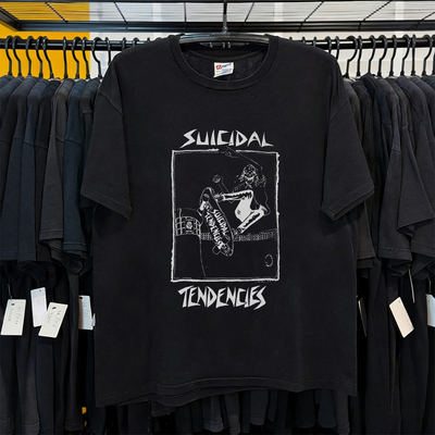 美式硬核朋克Suicidal乐队80年代Lance Mountain设计纯棉短袖tee