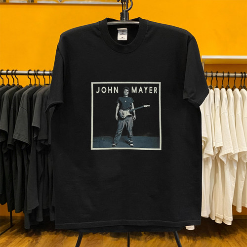 John Mayer约翰梅尔美式复古流行蓝调吉他手人像印花痞帅短袖T恤