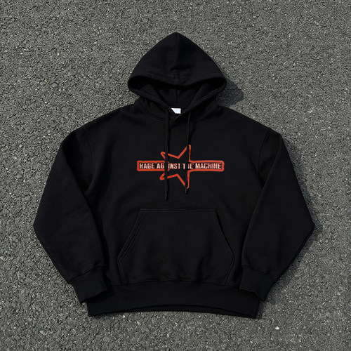 vtg欧美摇滚乐队Rage Against The Machine复古摇滚圆领连帽卫衣