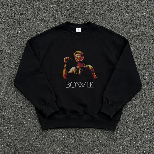 David Bowie 大卫鲍伊舞台现场人像圆领连帽卫衣vintage华丽摇滚