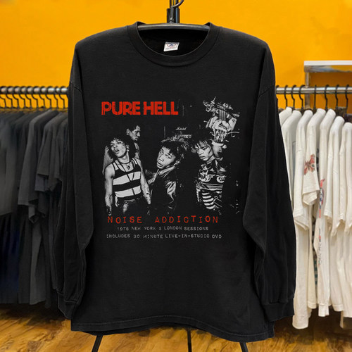 欧美 70年代经典朋克 Pure Hell 乐队复古周边vtg黑色潮酷长袖T恤