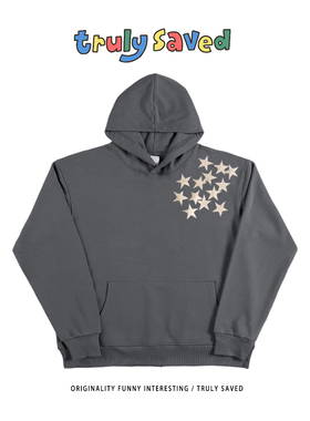 Truly saved 重磅好物 五角星复古印花oversize别致连帽衫卫衣潮