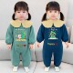宝宝爬爬服罩衣秋冬一体式 爬行服儿童外出防脏护衣婴儿户外连体衣