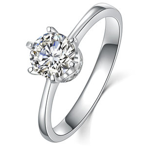 钻石谷18K求婚皇冠钻石戒指30分50分1克拉砖戒铂金白金【预售】