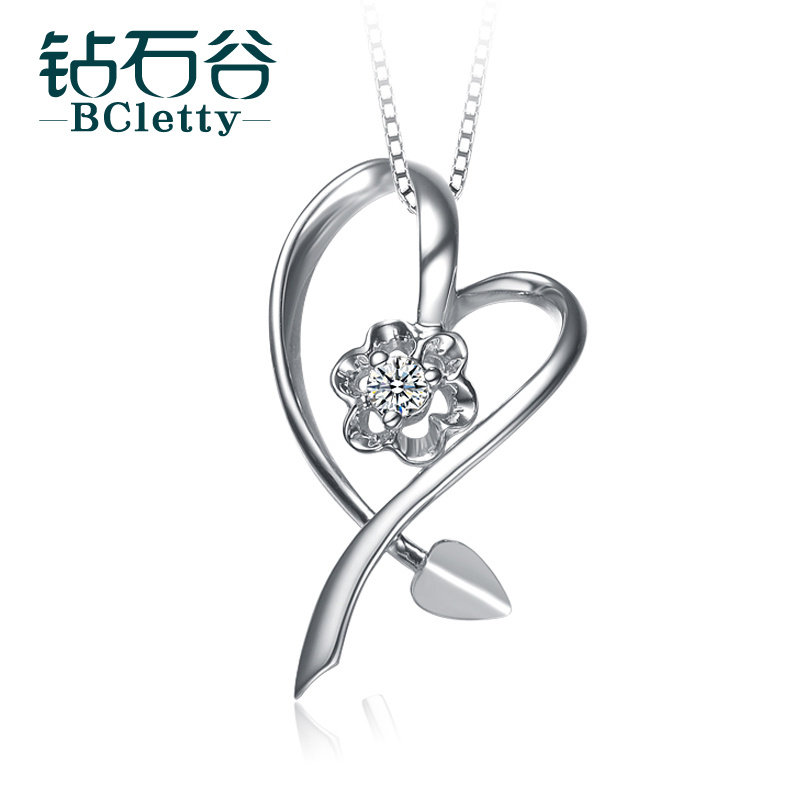 钻石谷 白18K金 钻石吊坠 单钻  心形 项链吊坠 情侣项链吊坠|msdalam kategori barang kemas/berlian/Emerald/emas, perhiasan Diamond (baru), Neckwear - dari Buy2taobao.com untuk memberikan perkhidmatan ejen Taobao profesional membeli