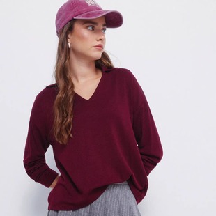 新款 西班牙代购 秋季 女士针织V领Polo衫 上衣 Springfield