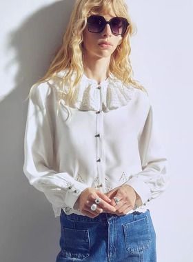 西班牙代购Sfera 法式荷叶边衬衫女长袖衬衣淑女风上衣