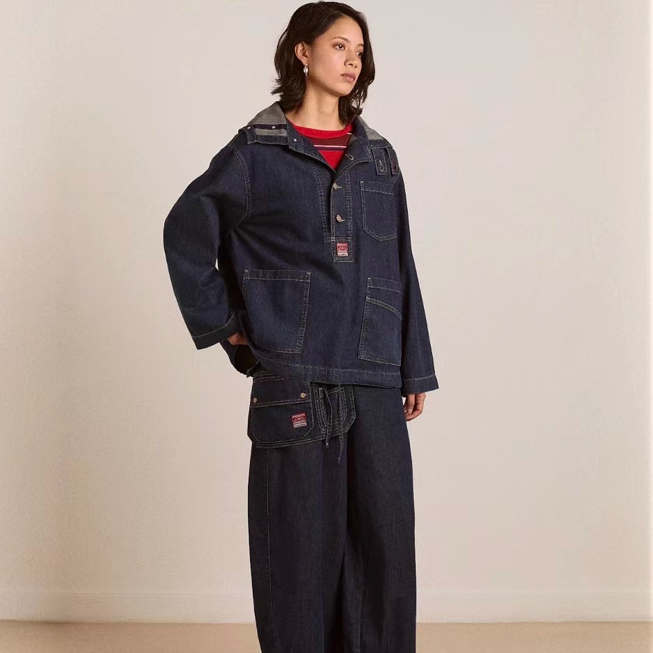 代购damsonmadder牛仔连帽外套