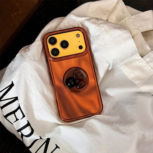 橘棕色流沙纹立体宝石气囊支架壳