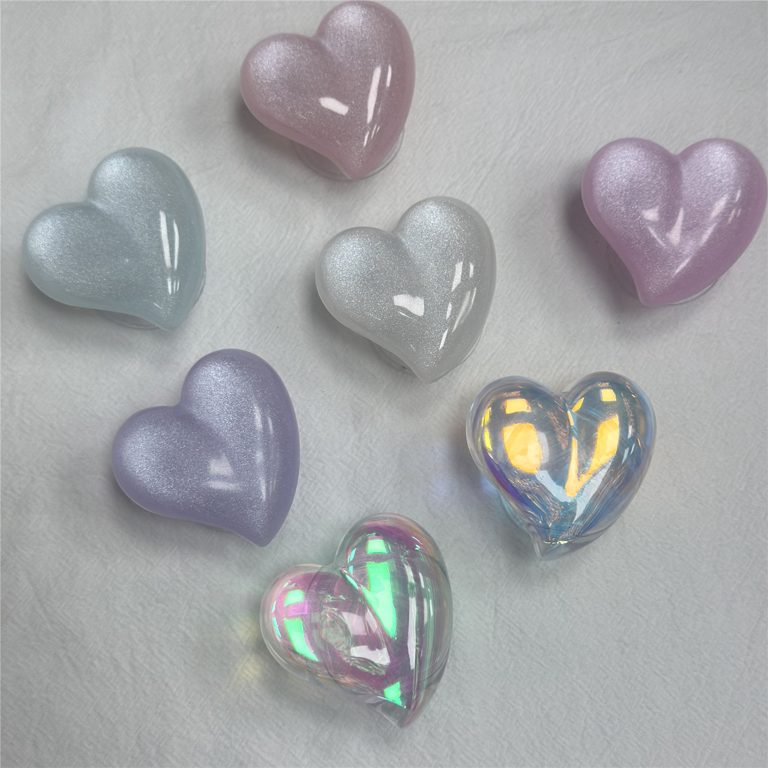 闪粉水晶爱心气囊式伸缩支架粘贴式适用桌面手机通用支撑懒人支架