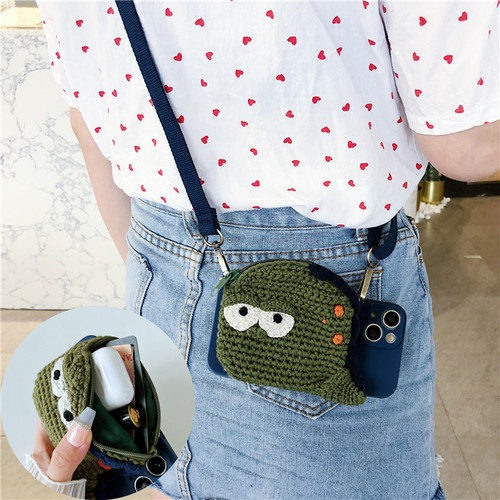 毛线织零钱包可爱苹果手机壳斜挎