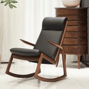 轻奢实木摇椅躺椅成人椅子北美黑胡桃木休闲椅北欧单人沙发椅 意式