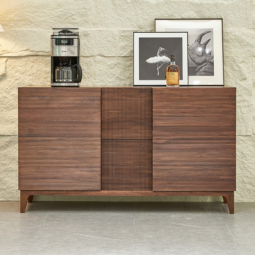 欣雅图意式极简黑胡桃木餐边柜