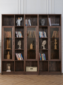 新中式 纯实木书柜置物柜高端北美黑胡桃木书架一体整墙书橱展示柜