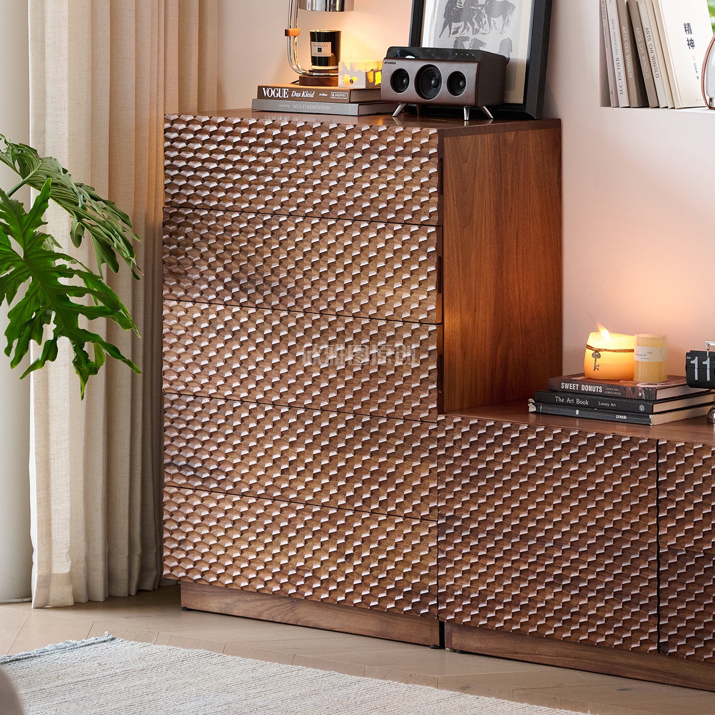 北美黑胡桃木五斗柜轻奢高级感